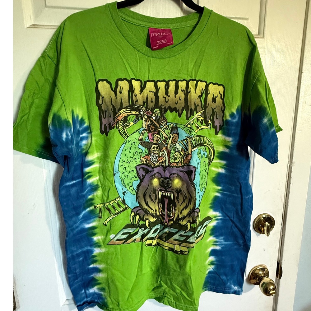 Mishka MNWKA NYC streetwear tye dye mens large graphic t shirt 100% cotton
